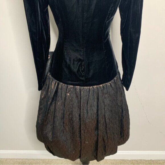Rimini Black Vintage Velvet and Metallic Bubble Skirt Dress - Picture 13 of 16